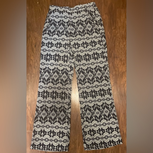 by & by Pants - Woman’s tribal print elastic waist loose wide leg pants.